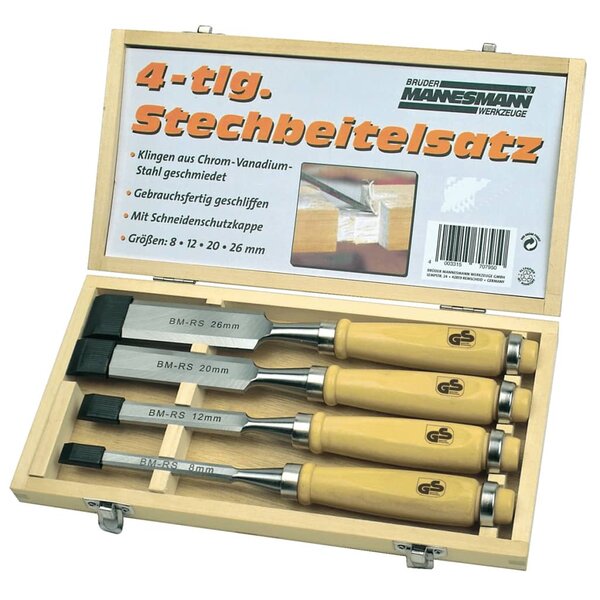 Br&uuml;der Mannesmann Houtsteekbeitelset 4-Delig 66104