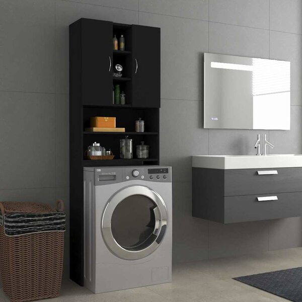 Wasmachinekast 64X25,5X190 Cm Zwart