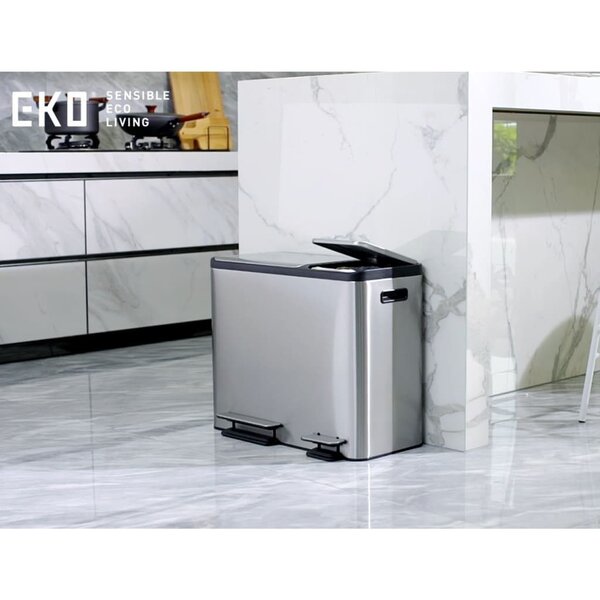 Pedaalemmer EcoCasa 30+15 L matzilverkleurig