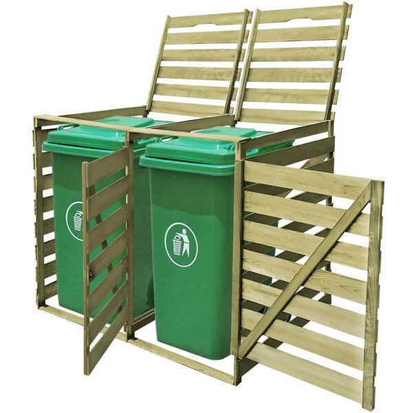 Containerberging Dubbel 240 L Ge&iuml;mpregneerd Hout 2 containers
