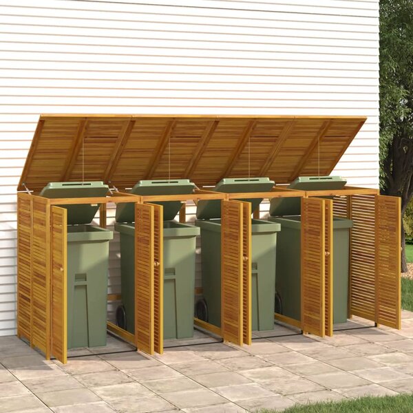 Vuilnisbakberging Viervoudig 280X89X117 Cm Massief Acaciahout 4 containers