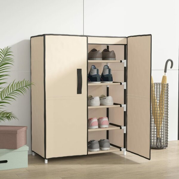 Schoenenkast 60x28x90 cm stof cr&egrave;mekleurig