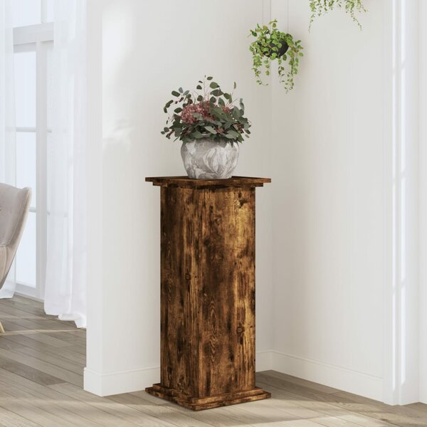 Plantenstandaard Bewerkt Hout Kleurig 33 x 33 x 80 cm Gerookt eiken