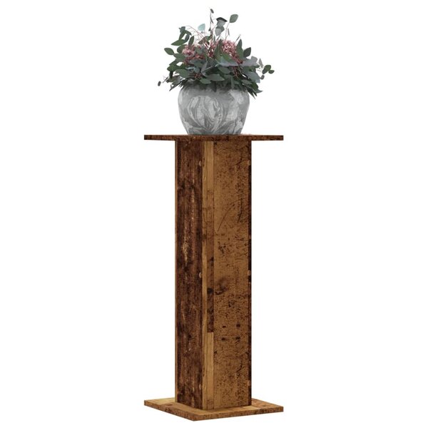 Plantenstandaards 2 St Bewerkt Hout Kleurig 30 x 30 x 80 cm Oud hout