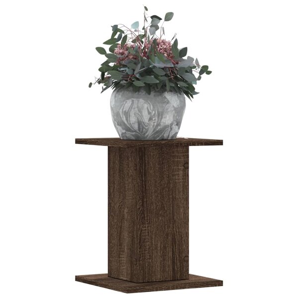 Plantenstandaards 2 St Bewerkt Hout Bruin Eiken 30 x 30 x 40 cm bruin eikenkleur