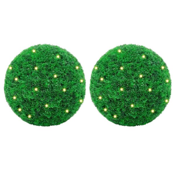 Kunstbuxusballen Met Led-Verlichting 2 St Groen 27 cm