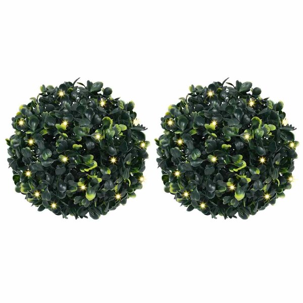 Kunstbuxusballen Met Led-Verlichting 2 St Groen 22 cm