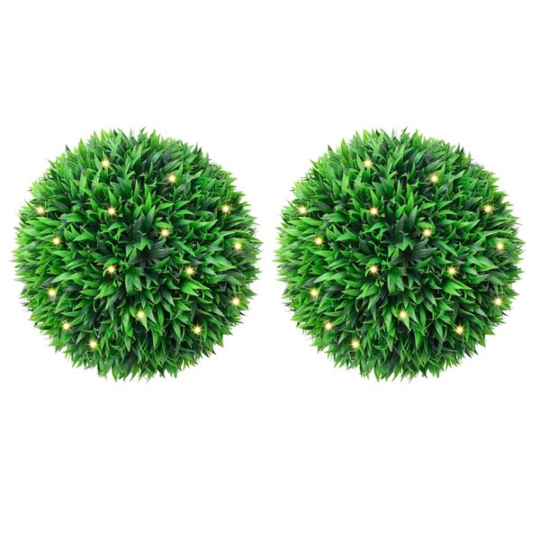 Kunstbuxusballen Met Led-Verlichting 2 St Groen 38 cm