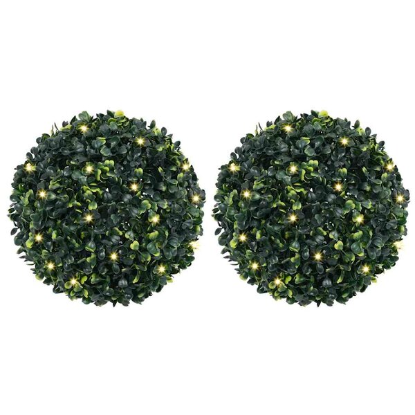 Kunstbuxusballen Met Led-Verlichting 2 St Groen 45 cm
