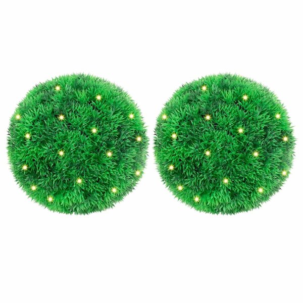 Kunstbuxusballen Met Led-Verlichting 2 St Groen 22 cm