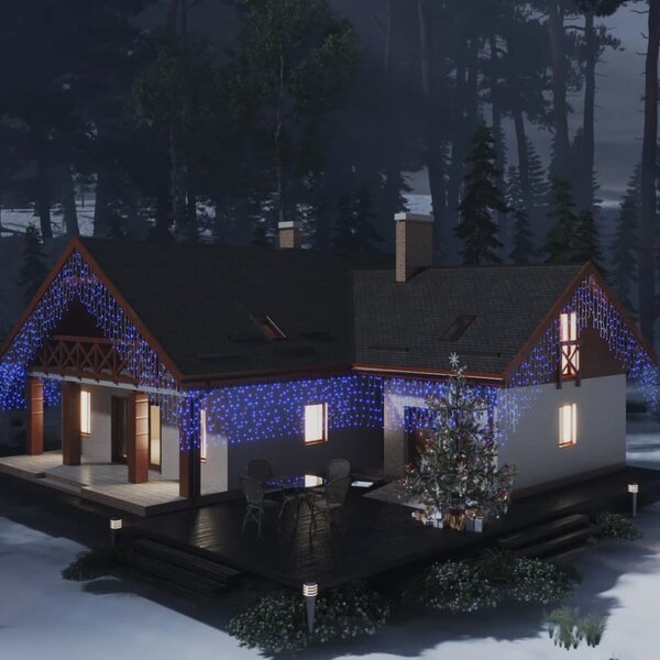Lichtgordijn met 400 LED&#039;s en 8 functies 10 m blauw