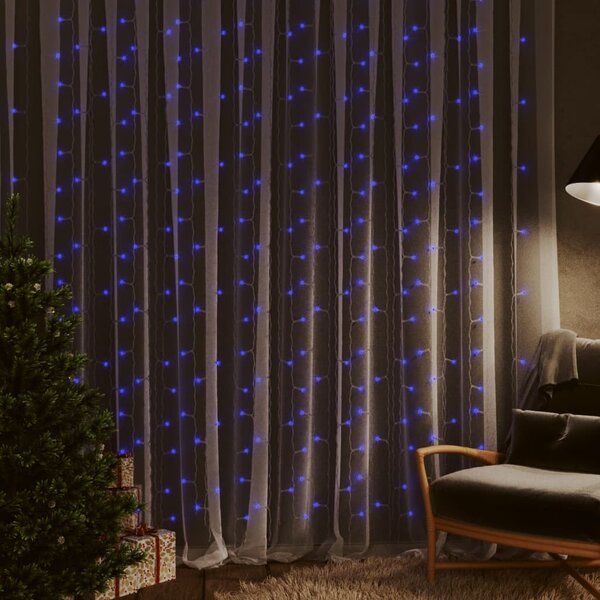 Lichtsnoergordijn met 300 LED&#039;s en 8 functies 3x3 m blauw