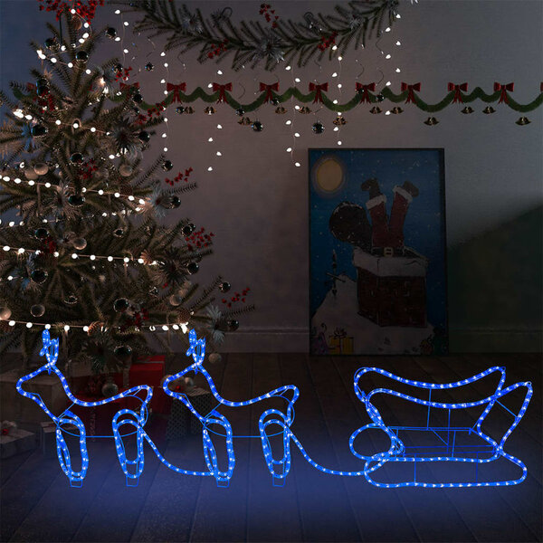 Buitenkerstversiering Rendier En Slee 576 Led&#039;s 1 Blauw