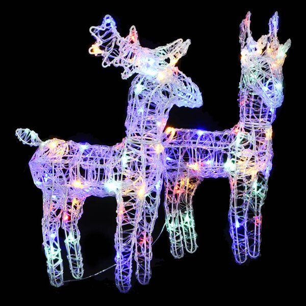 Kerstrendieren 2 st 80 LED&#039;s acryl meerkleurig
