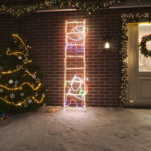 Kerstfiguur Kerstman Op Ladder Opvouwbaar 552 Led&#039;s 50X200 Cm
