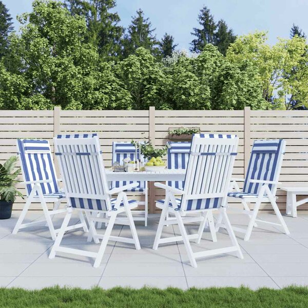 Stoelkussens Hoge Rug Gestreept Stof Oxford En 6 Blauw en wit