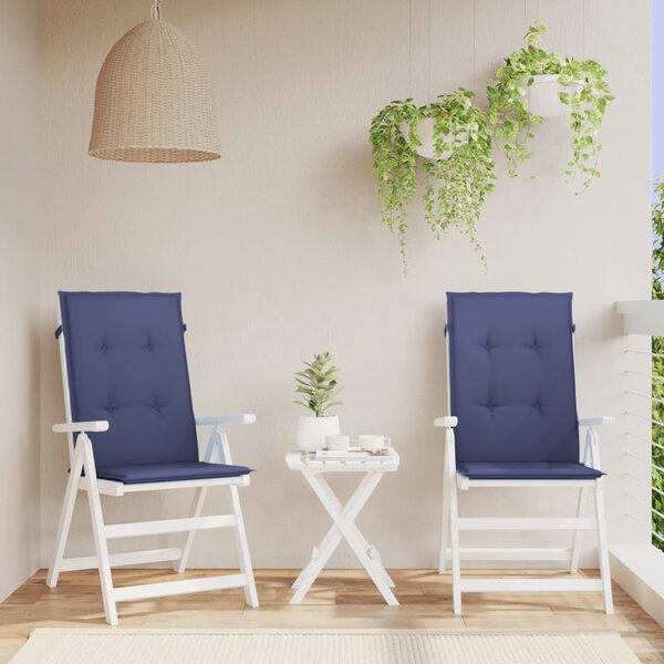 Stoelkussens Hoge Rug Stof 2 120 x 50 x 3 cm Marineblauw