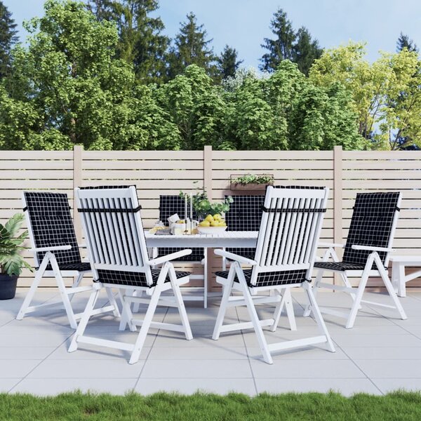 Stoelkussens Hoge Rug Ruitpatroon Stof 6 120 x 50 x 3 cm Zwart en wit
