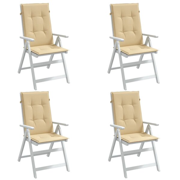 Stoelkussens 4 st hoge rug 120x50x4 cm stof gem&ecirc;leerd beige