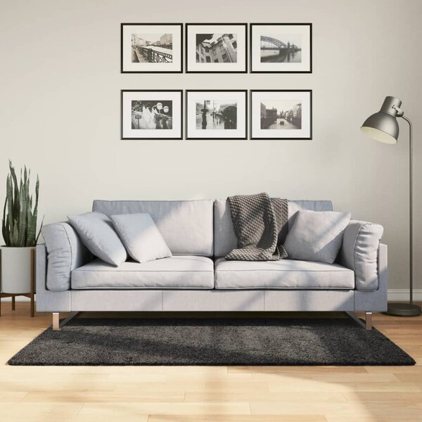 Vloerkleed Pamplona Shaggy Hoogpolig Modern Antraciet 80 x 150 cm