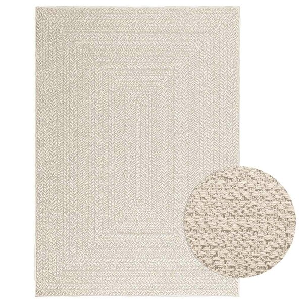 Vloerkleed Zizur Room Binnen En Buiten Jute Look Cr&egrave;me 120 x 170 cm Rechthoekig