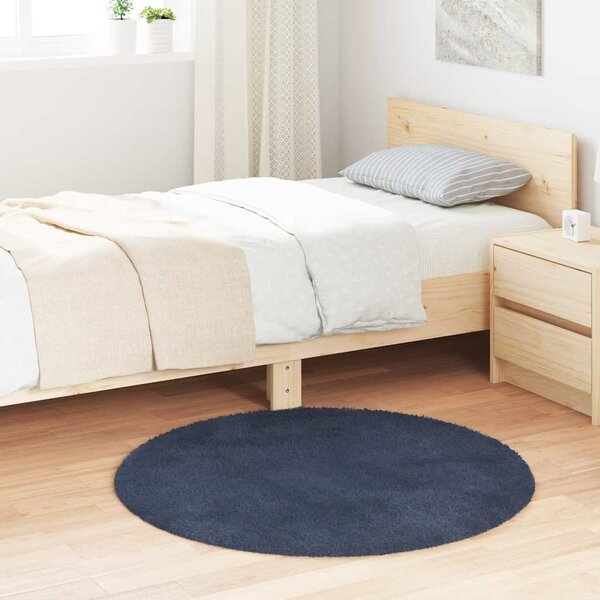 Hoogpolig Vloerkleed Navarra Polyester Marineblauw 100 x 100 cm Rond