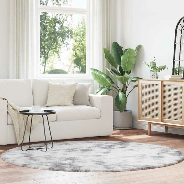 Hoogpolig Vloerkleed Navarra Polyester Lichtgrijs 200 x 200 cm Rond