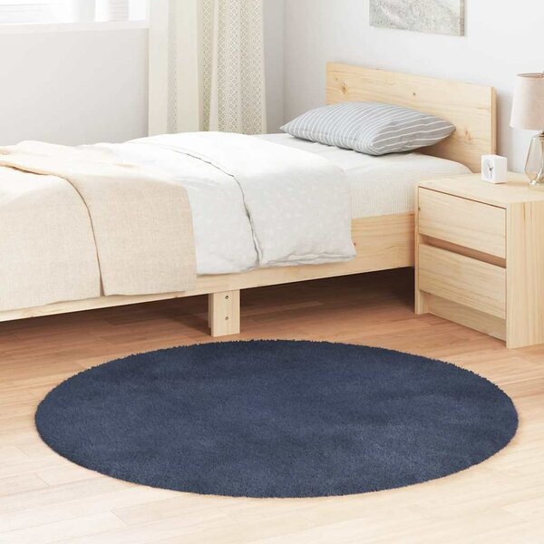 Hoogpolig Vloerkleed Navarra Polyester Marineblauw 120 x 120 cm Rond