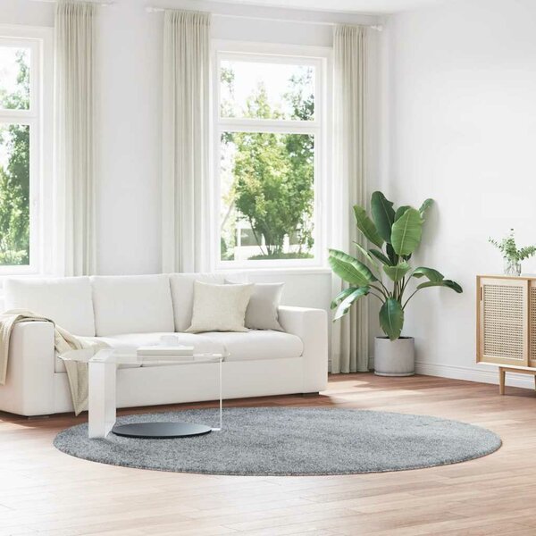 Hoogpolig Vloerkleed Navarra Polyester Zilvergrijs 240 x 240 cm Rond