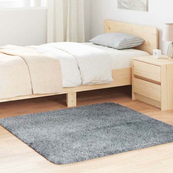 Hoogpolig Vloerkleed Navarra Polyester Zilvergrijs 120 x 120 cm Vierkant
