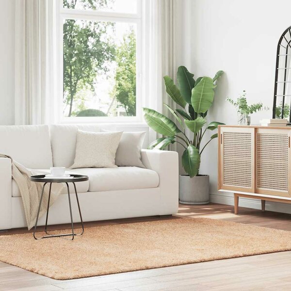 Hoogpolig Vloerkleed Navarra Polyester Beige 160 x 230 cm Rechthoekig