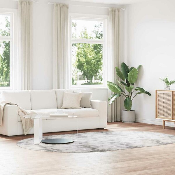 Hoogpolig Vloerkleed Navarra Polyester Lichtgrijs 300 x 200 cm ovaal
