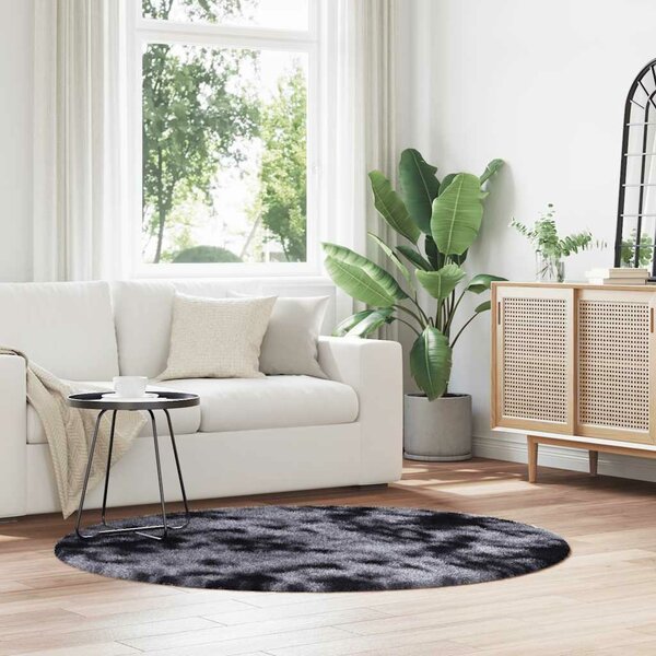 Hoogpolig Vloerkleed Navarra Polyester Donkergrijs 160 x 160 cm Rond