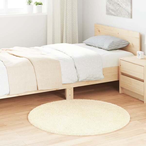 Hoogpolig Vloerkleed Navarra Polyester Kleurig Cr&egrave;me 100 x 100 cm Rond