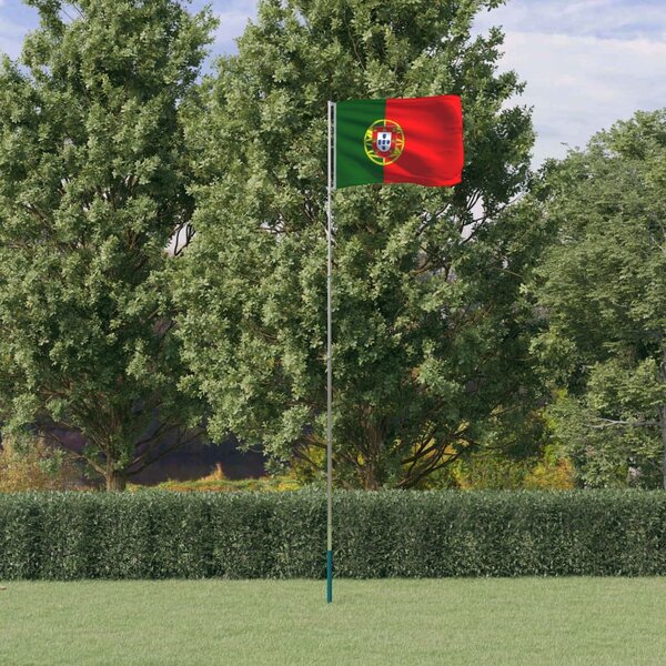 Vlag met vlaggenmast Portugal 5,55 m aluminium