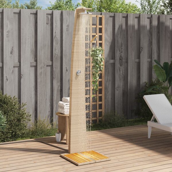 Buitendouche 55X60X224 Cm Poly Rattan En Acaciahout Beige