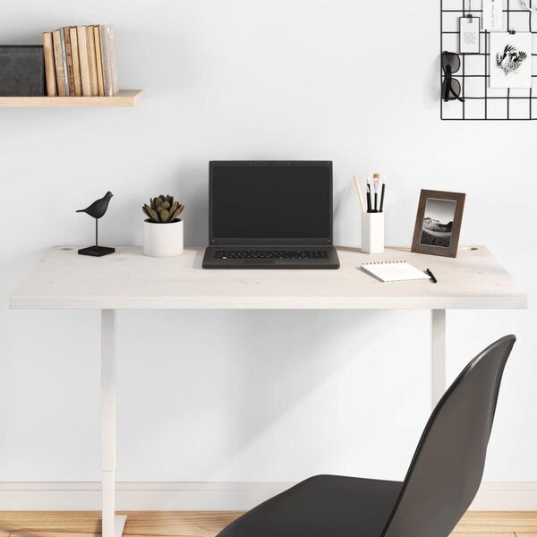 Bureaublad 110x60x2,5 cm massief grenenhout wit