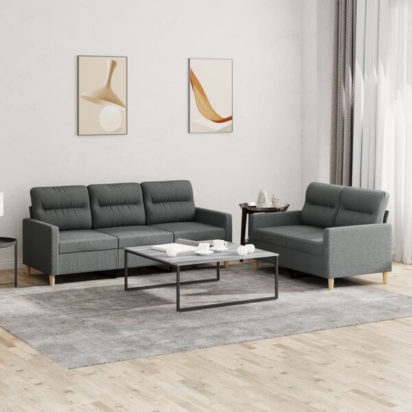 2-Delige Loungeset Stof Donkergrijs met kussens