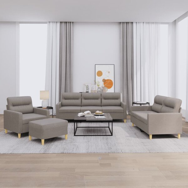 4-Delige Loungeset Met Kussens Stof Taupe