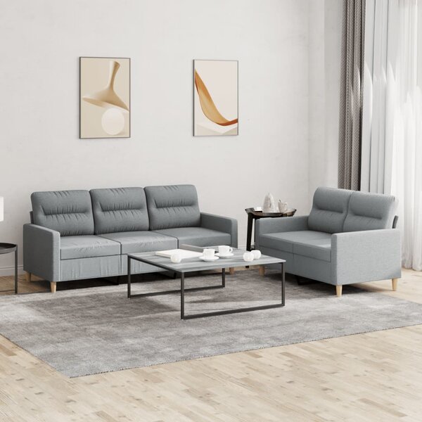 2-Delige Loungeset Stof Lichtgrijs met kussens