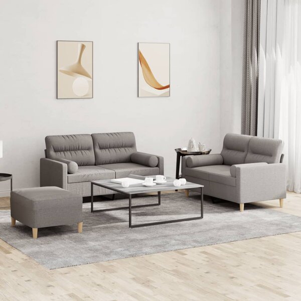 3-Delige Loungeset Met Kussens Stof Taupe