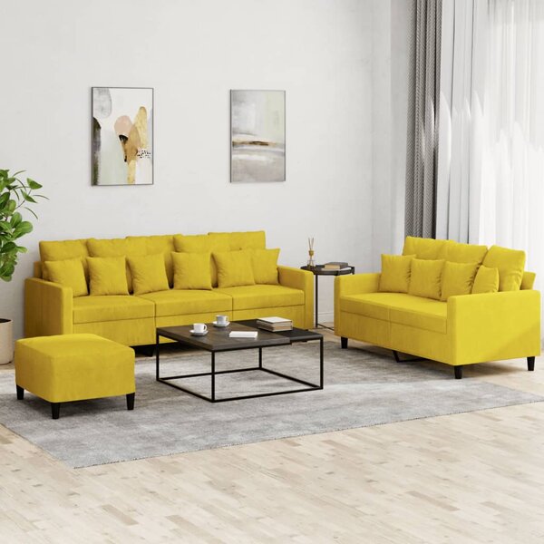 3-Delige Loungeset Met Kussens Fluweel Geel
