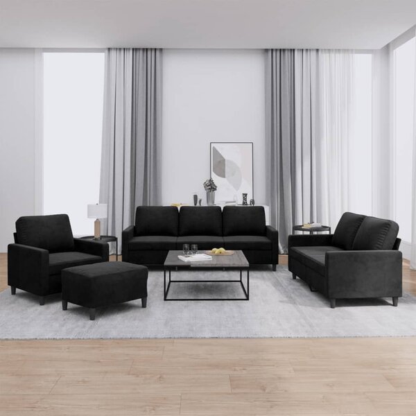 4-Delige Loungeset Met Kussens Fluweel Zwart