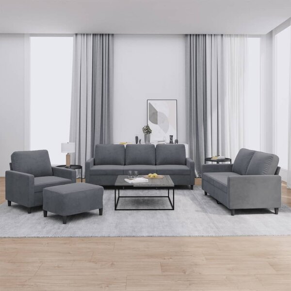 4-Delige Loungeset Met Kussens Fluweel Donkergrijs
