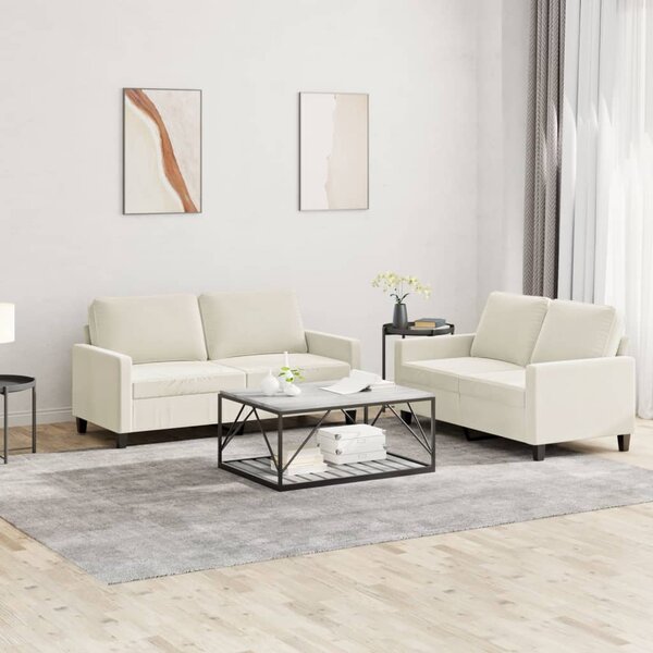 2-Delige Loungeset Fluweel Kleurig Cr&egrave;me met kussens