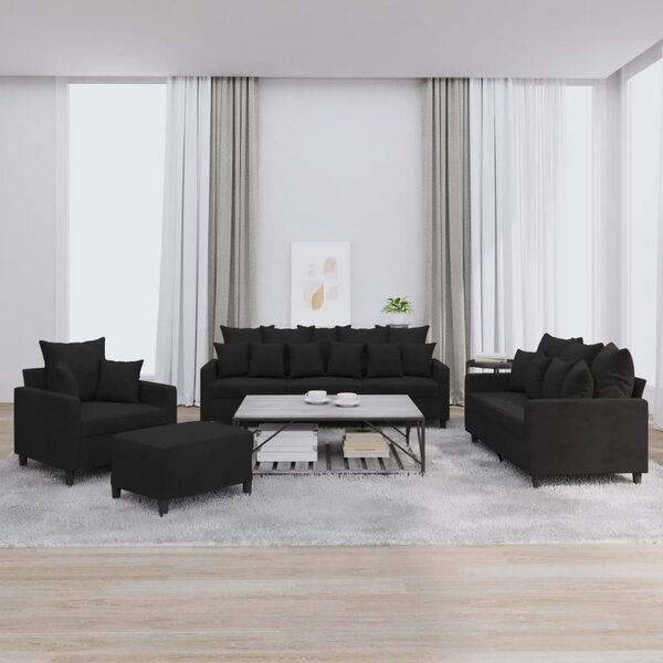 4-Delige Loungeset Met Kussens Fluweel Zwart