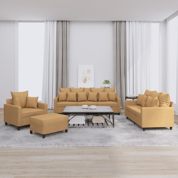 4-Delige Loungeset Met Kussens Fluweel Bruin