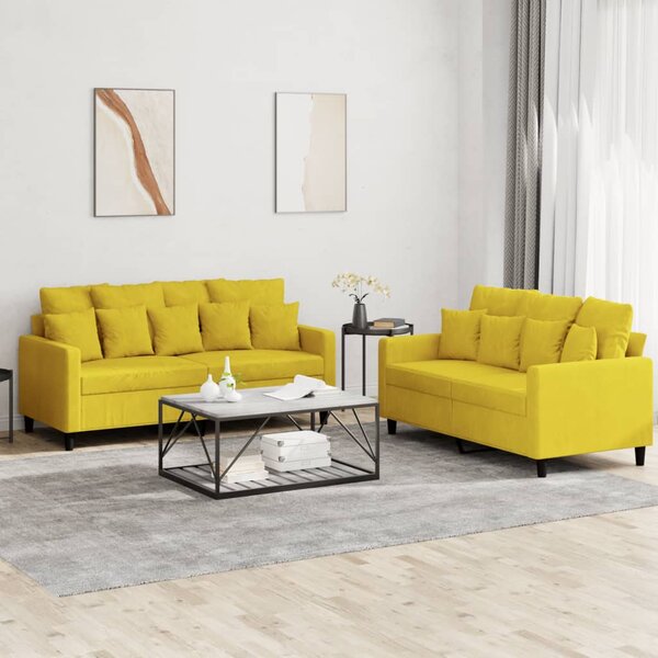 2-Delige Loungeset Fluweel Geel met kussens