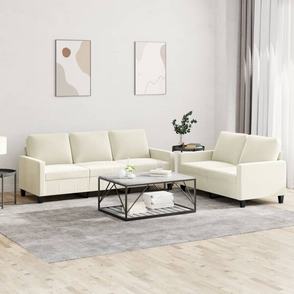 2-Delige Loungeset Fluweel Kleurig Cr&egrave;me met kussens
