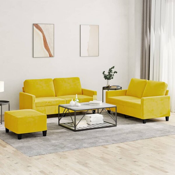 3-Delige Loungeset Met Kussens Fluweel Geel